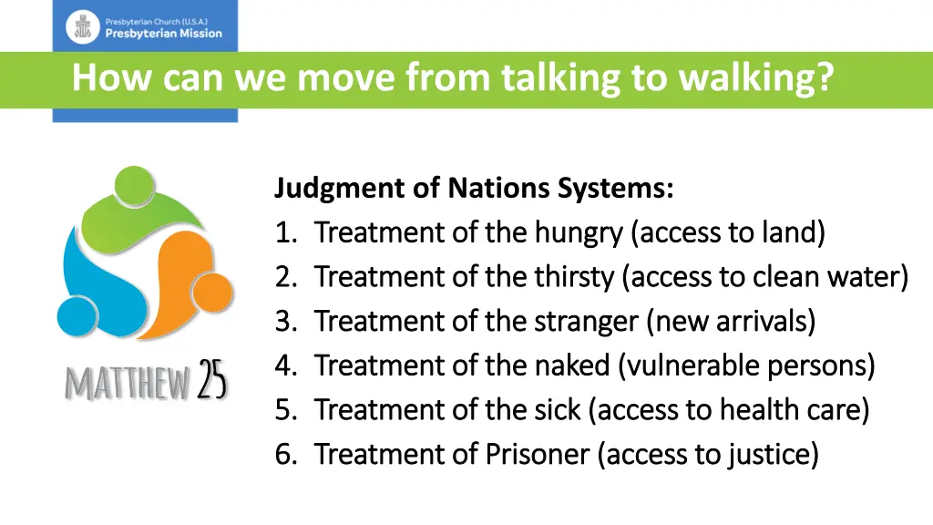 how can we move from talking to walking