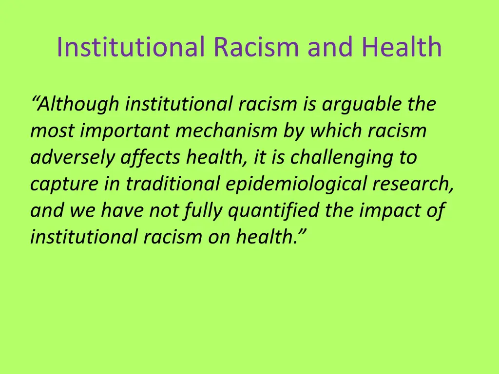 institutional racism and health