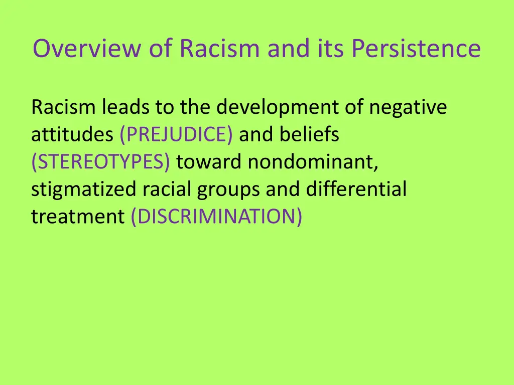 overview of racism and its persistence 1