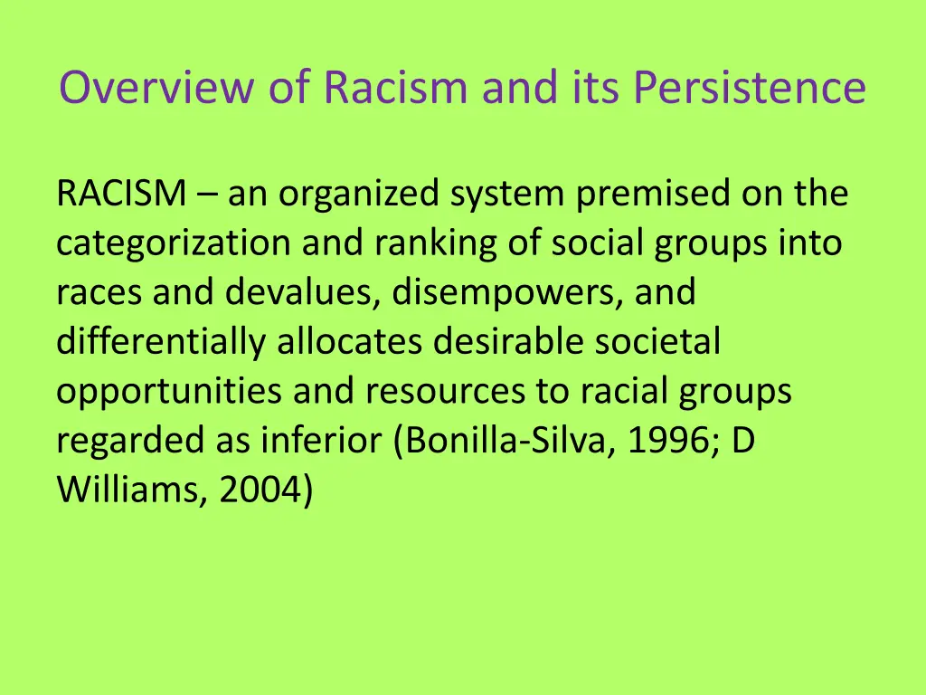 overview of racism and its persistence