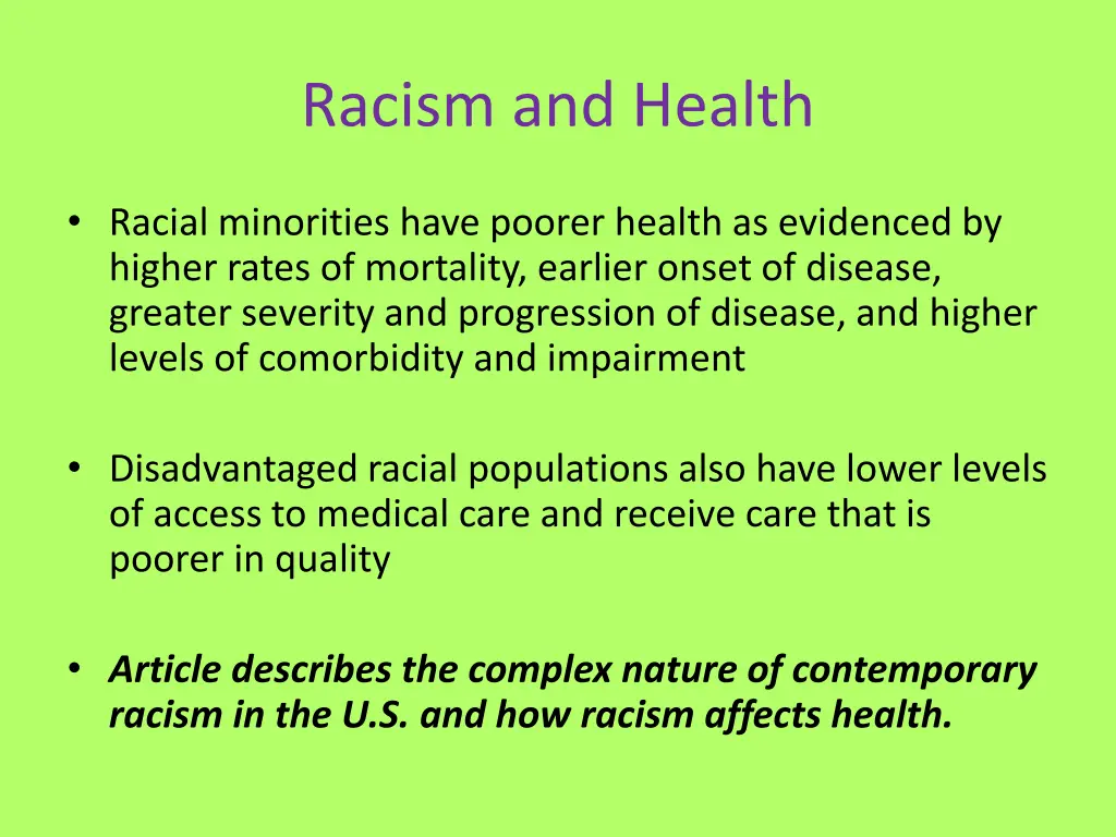 racism and health