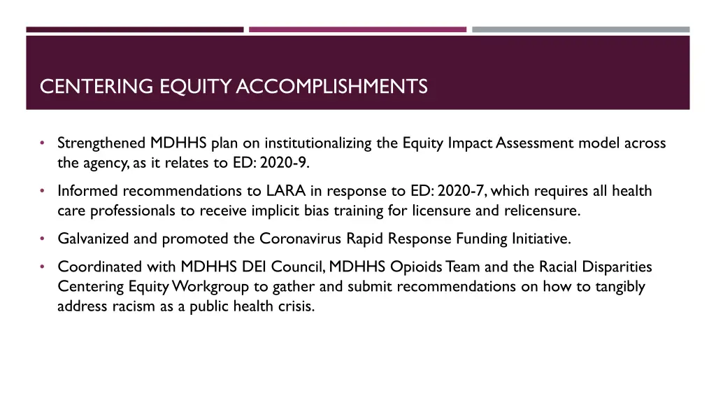 centering equity accomplishments