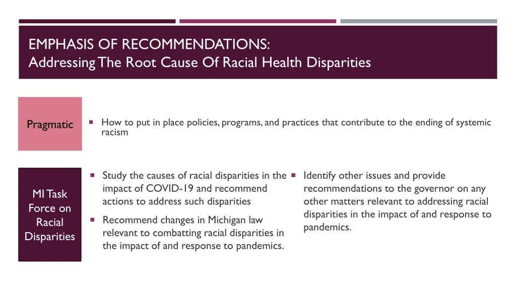 emphasis of recommendations addressing the root