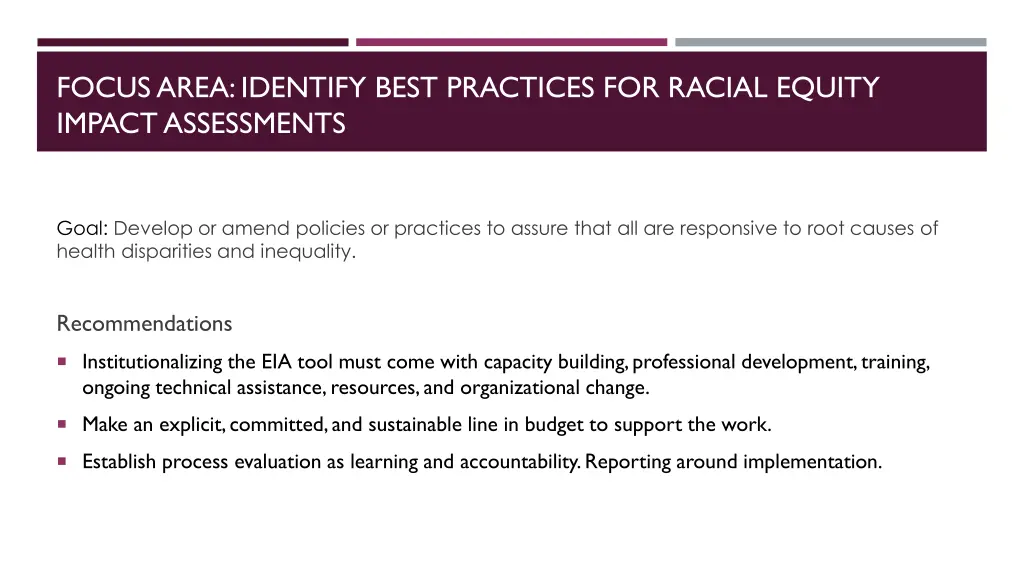 focus area identify best practices for racial