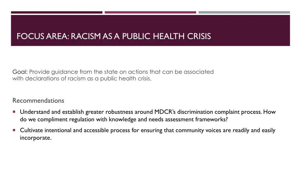 focus area racism as a public health crisis