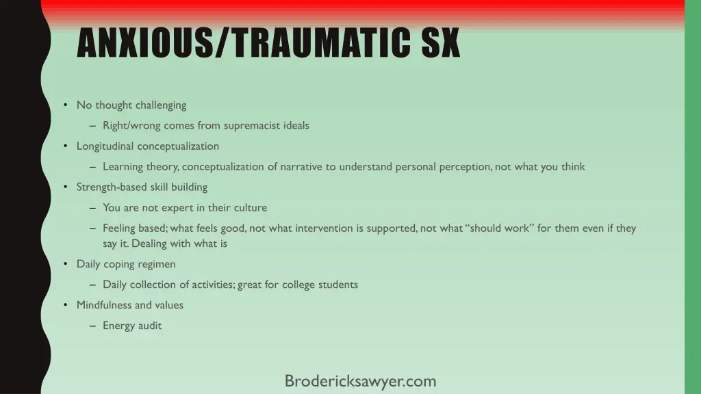 anxious traumatic sx