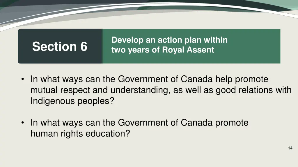 develop an action plan within two years of royal 6