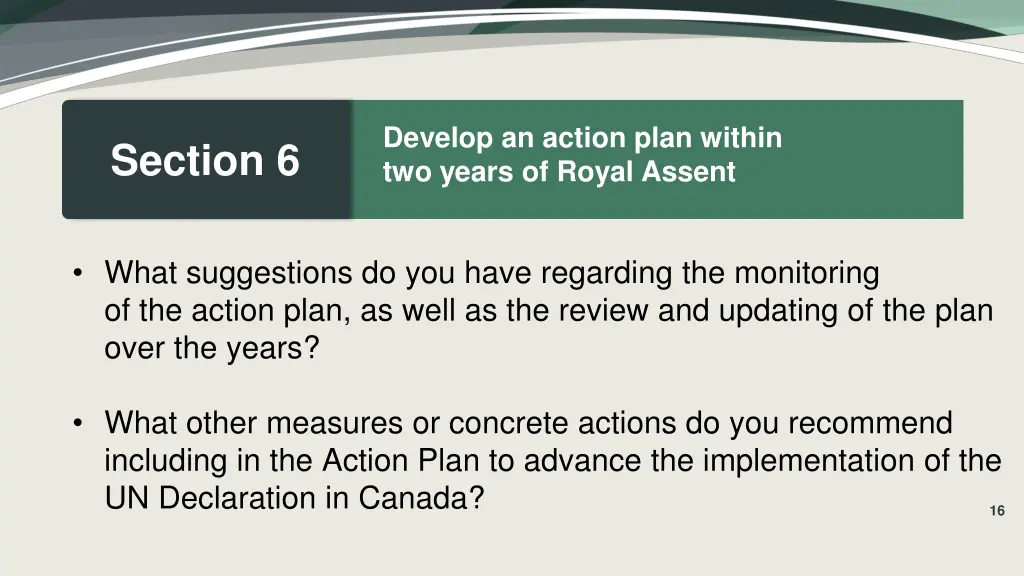 develop an action plan within two years of royal 8