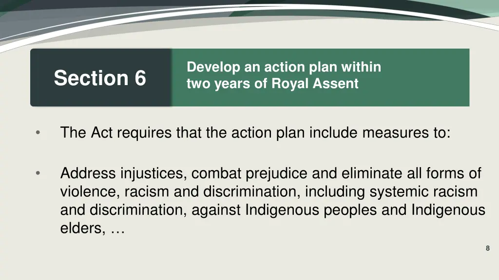 develop an action plan within two years of royal