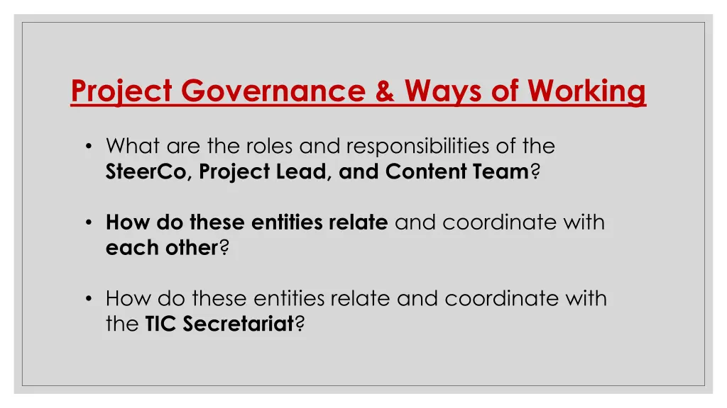 project governance ways of working