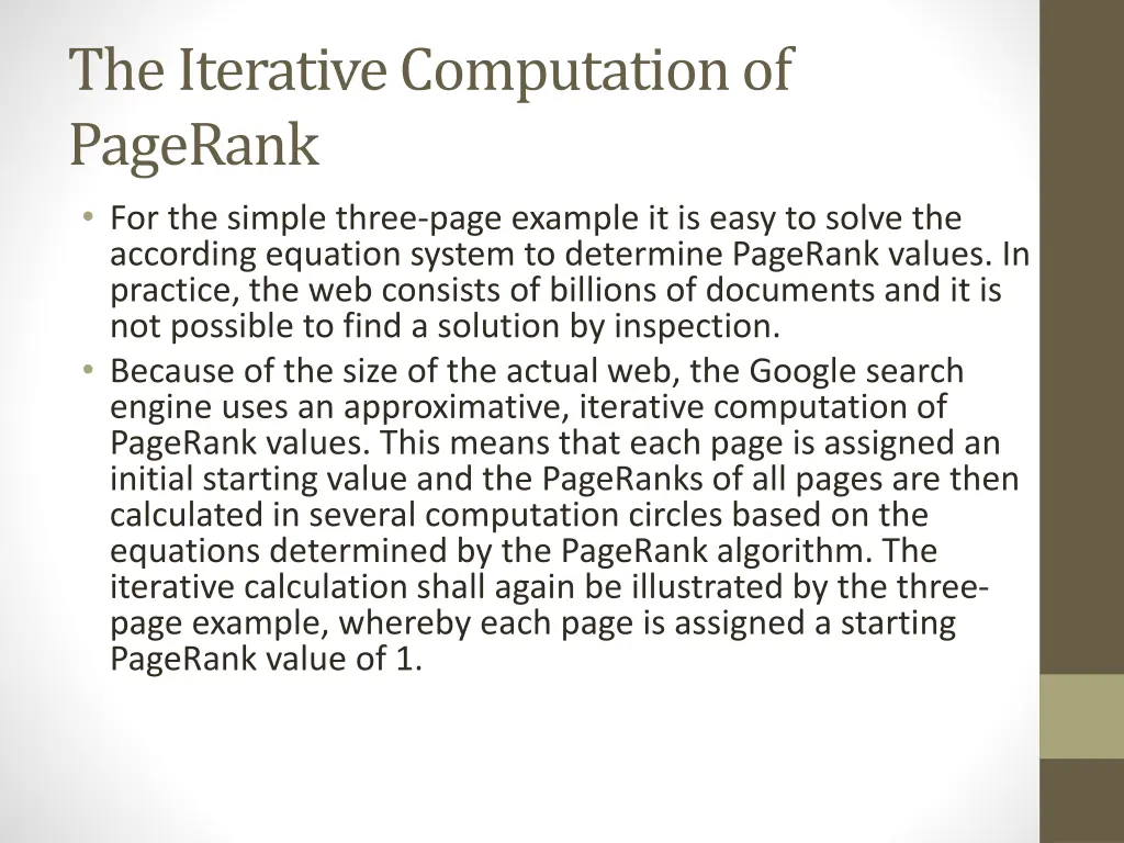 the iterative computation of pagerank