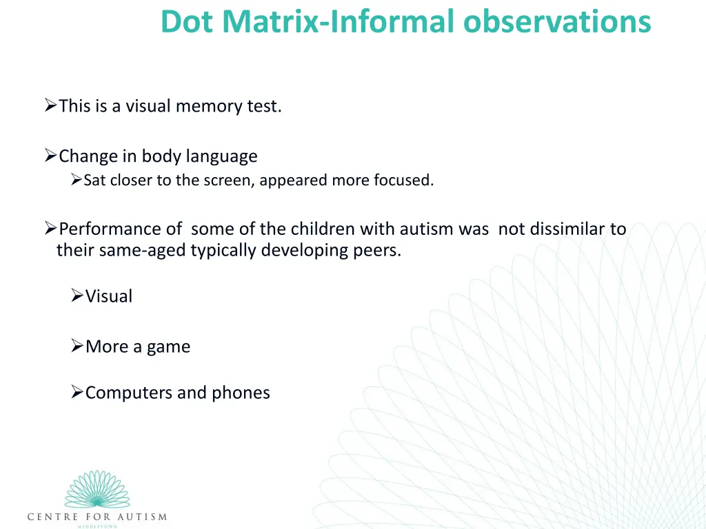 dot matrix informal observations