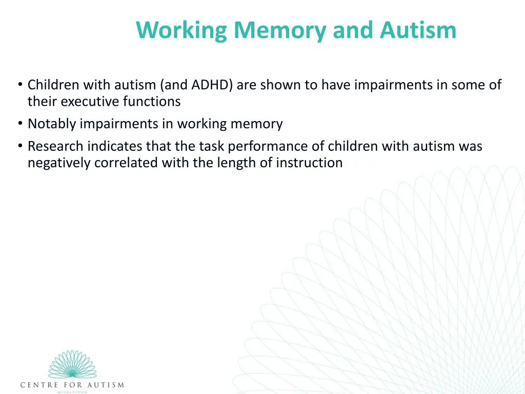 working memory and autism 1