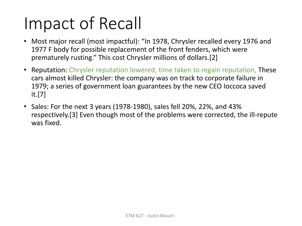 impact of recall most major recall most impactful