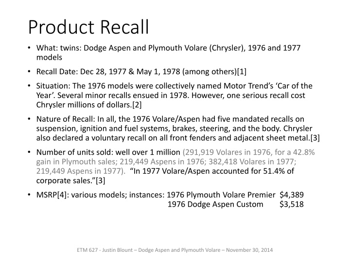 product recall what twins dodge aspen