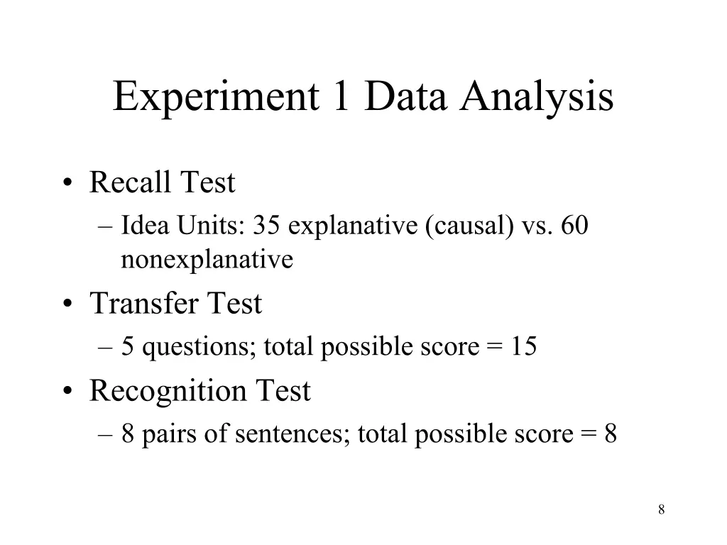 experiment 1 data analysis