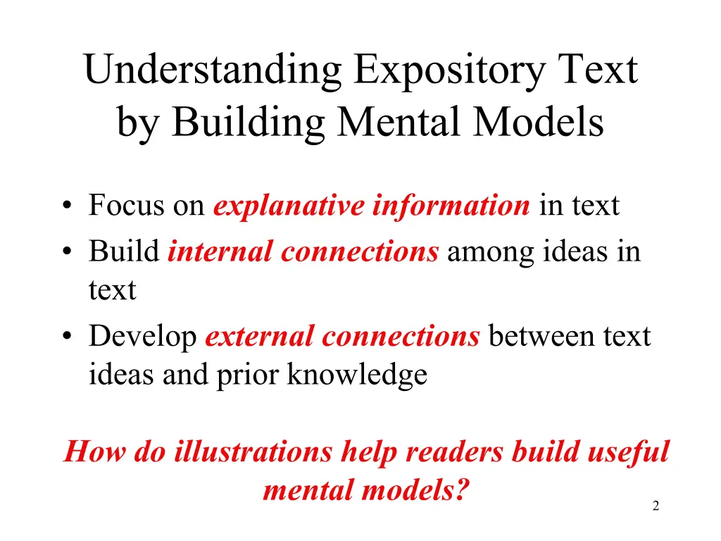 understanding expository text by building mental