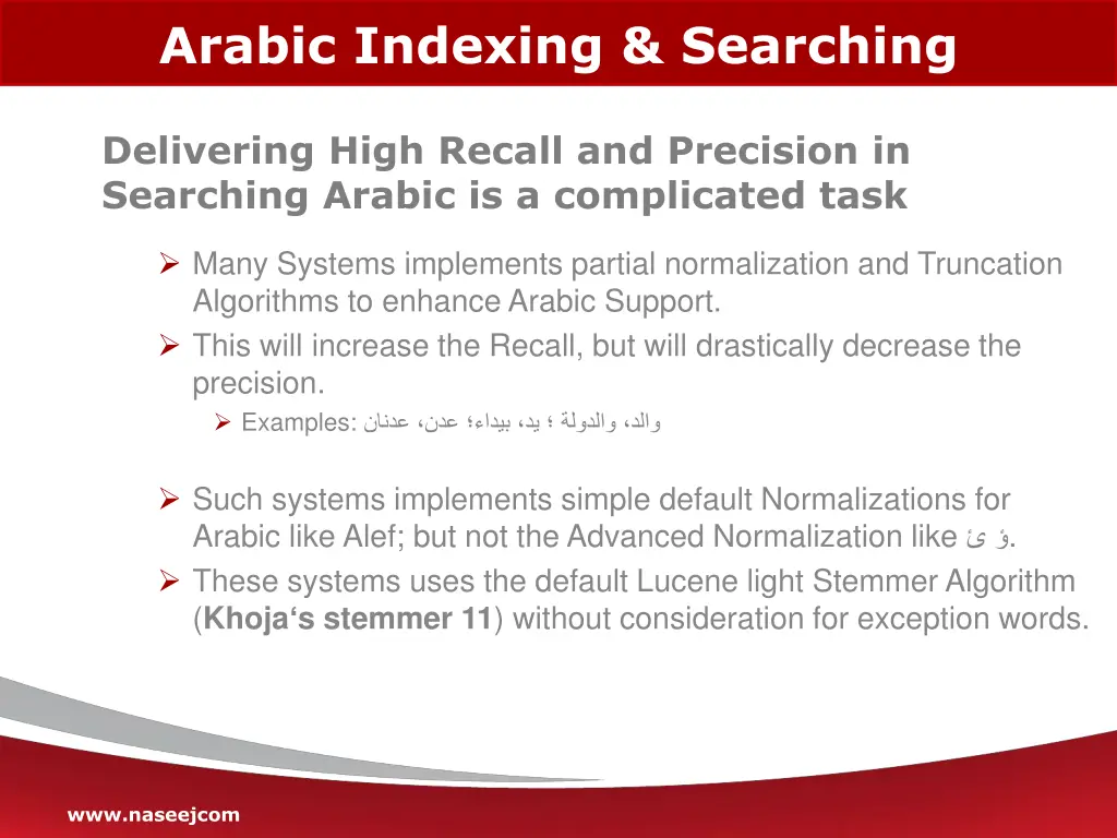 arabic indexing searching