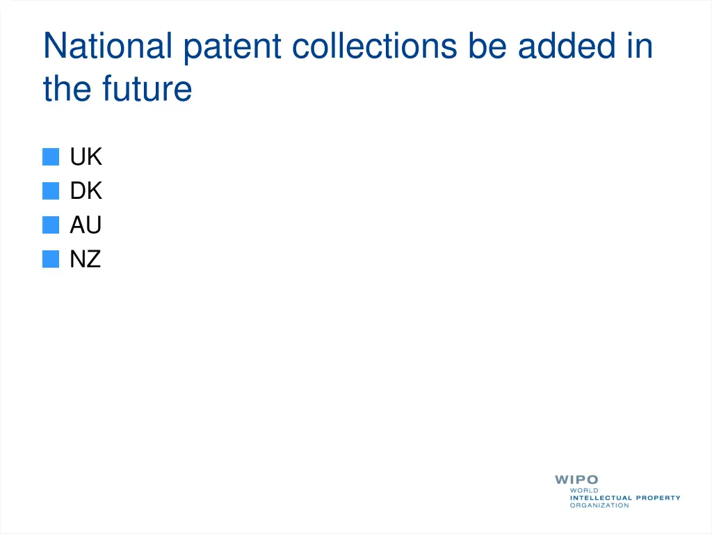 national patent collections be added in the future