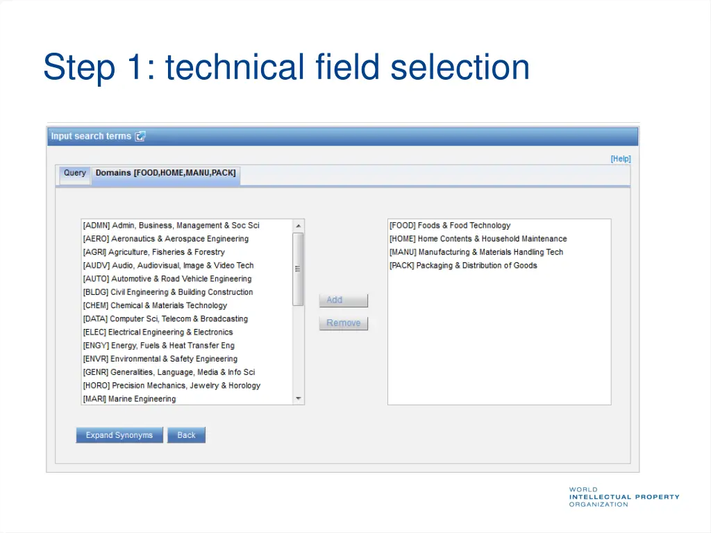 step 1 technical field selection