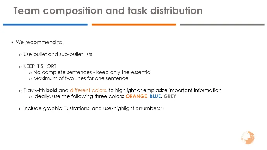 team composition and task distribution