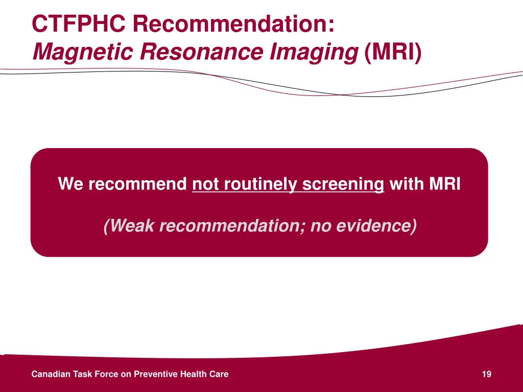 ctfphc recommendation magnetic resonance imaging