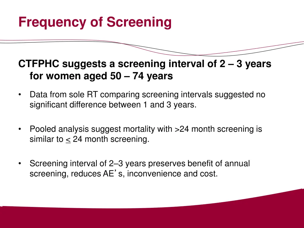 frequency of screening