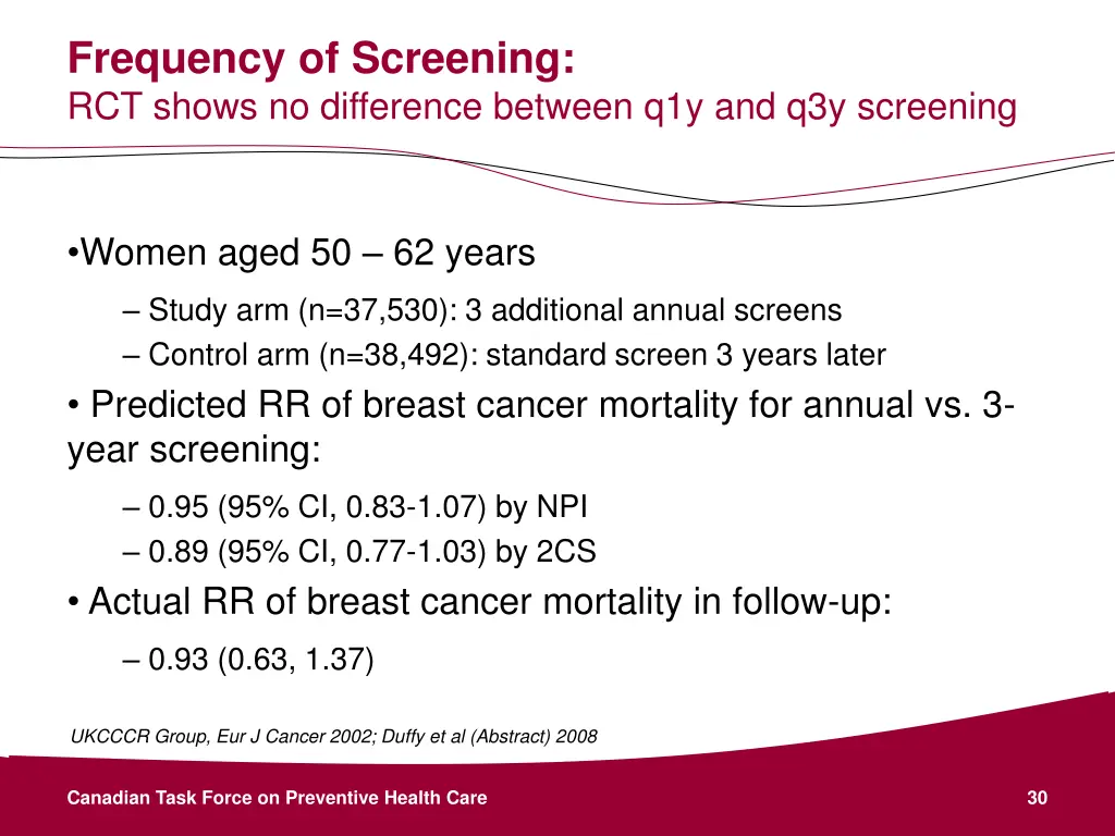 frequency of screening rct shows no difference