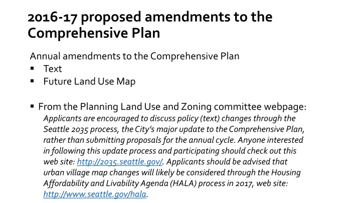 2016 17 proposed amendments to the comprehensive