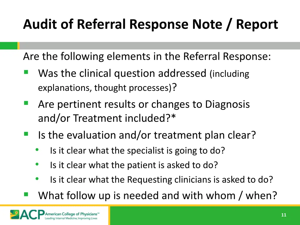 audit of referral response note report