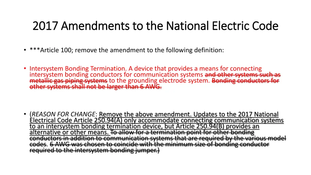 2017 amendments to the national electric code 1