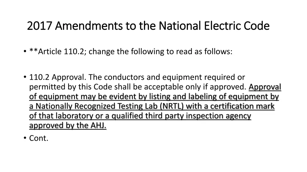 2017 amendments to the national electric code 2