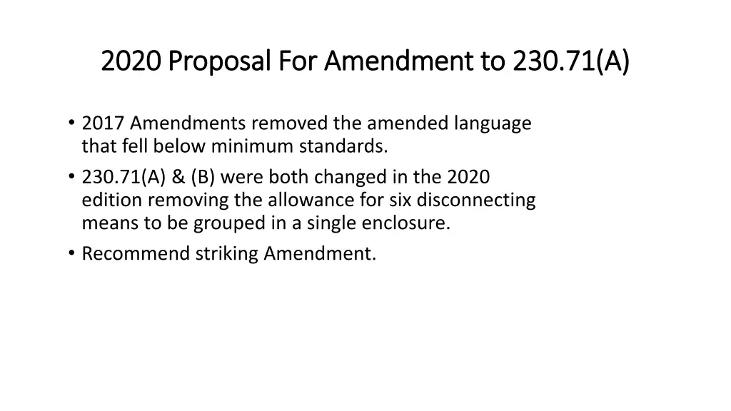 2020 proposal for amendment to 230 71 a 2020