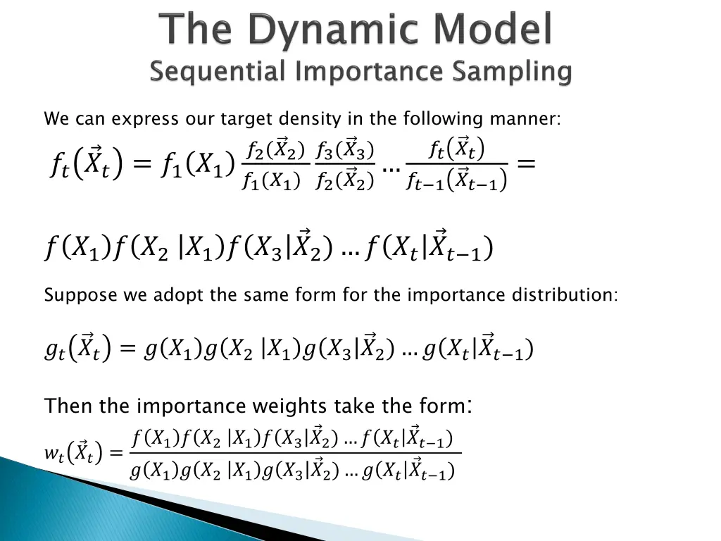 we can express our target density