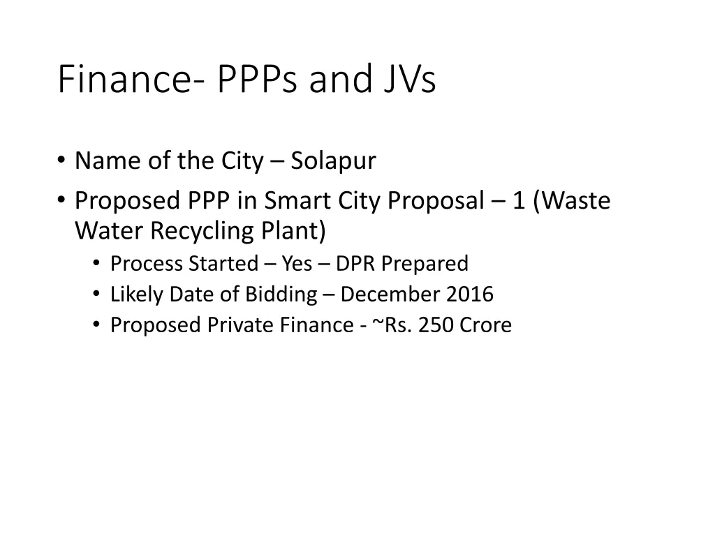 finance ppps and jvs