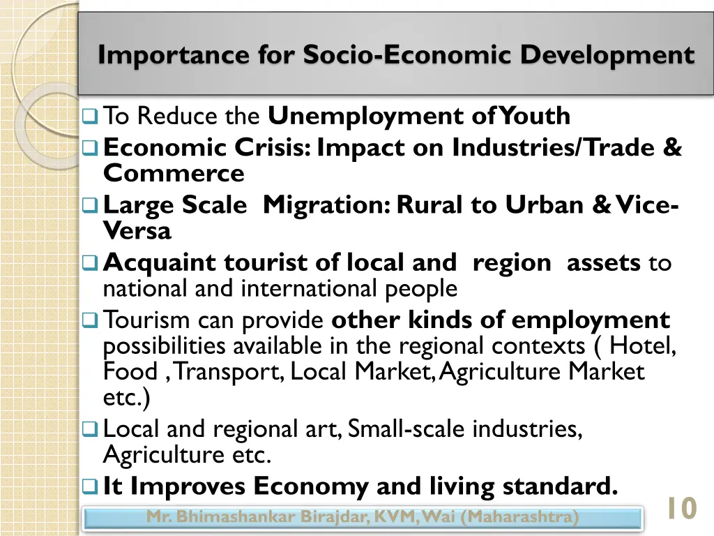 importance for socio economic development