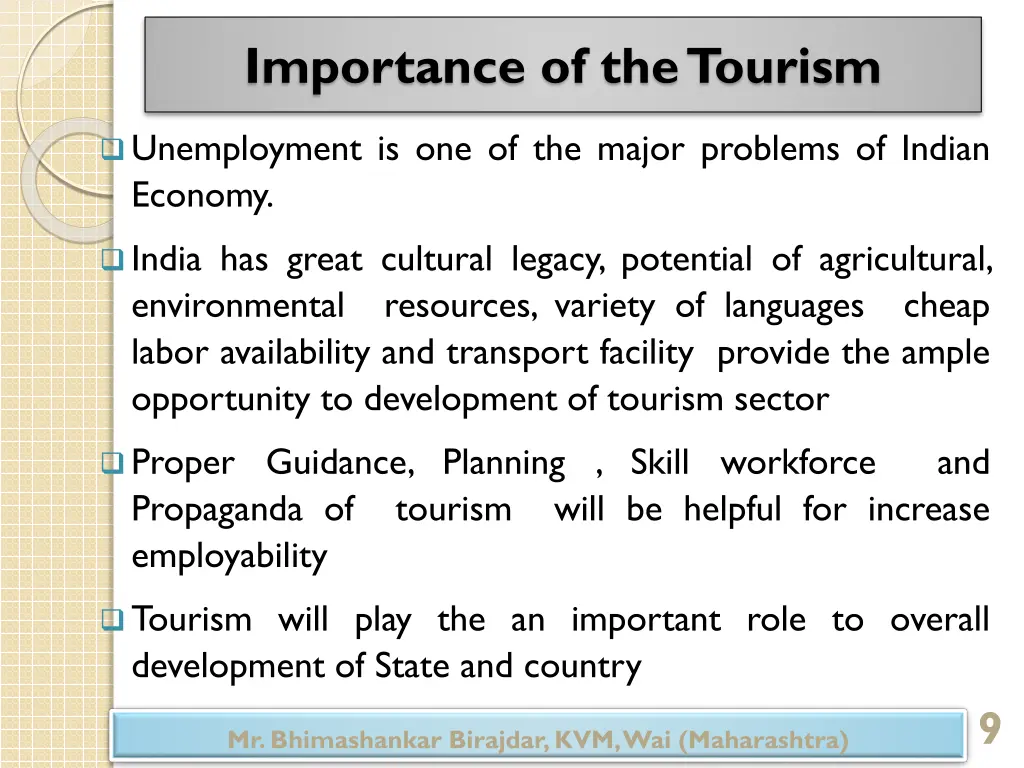 importance of the tourism