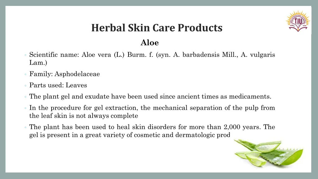 herbal skin care products aloe