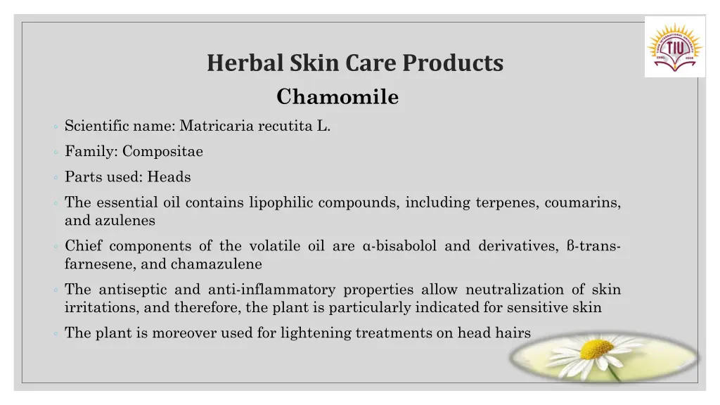 herbal skin care products chamomile