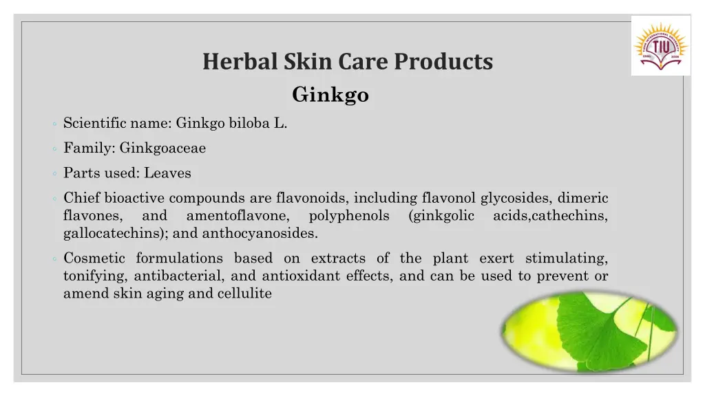 herbal skin care products ginkgo