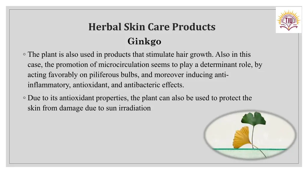 herbal skin care products ginkgo the plant