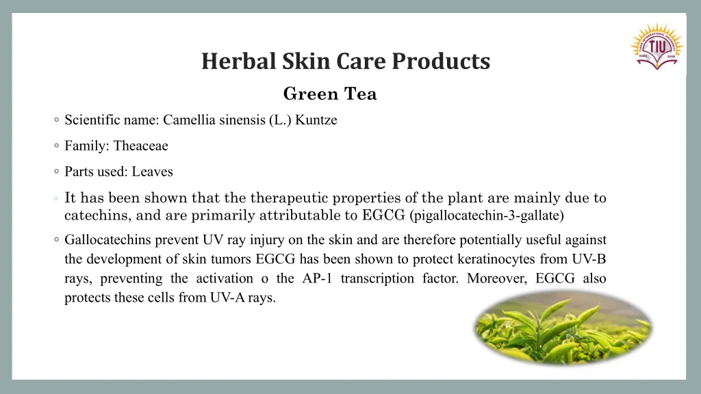 herbal skin care products green tea