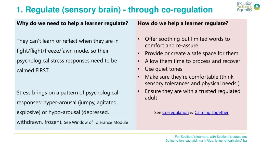 1 regulate sensory brain through co regulation