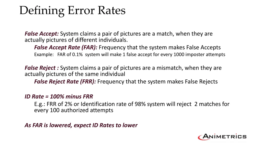 defining error rates