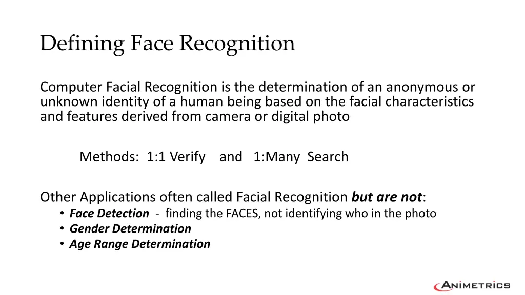 defining face recognition