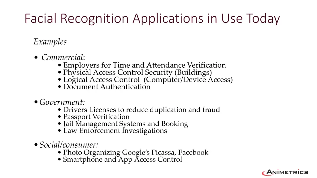 facial recognition applications in use today