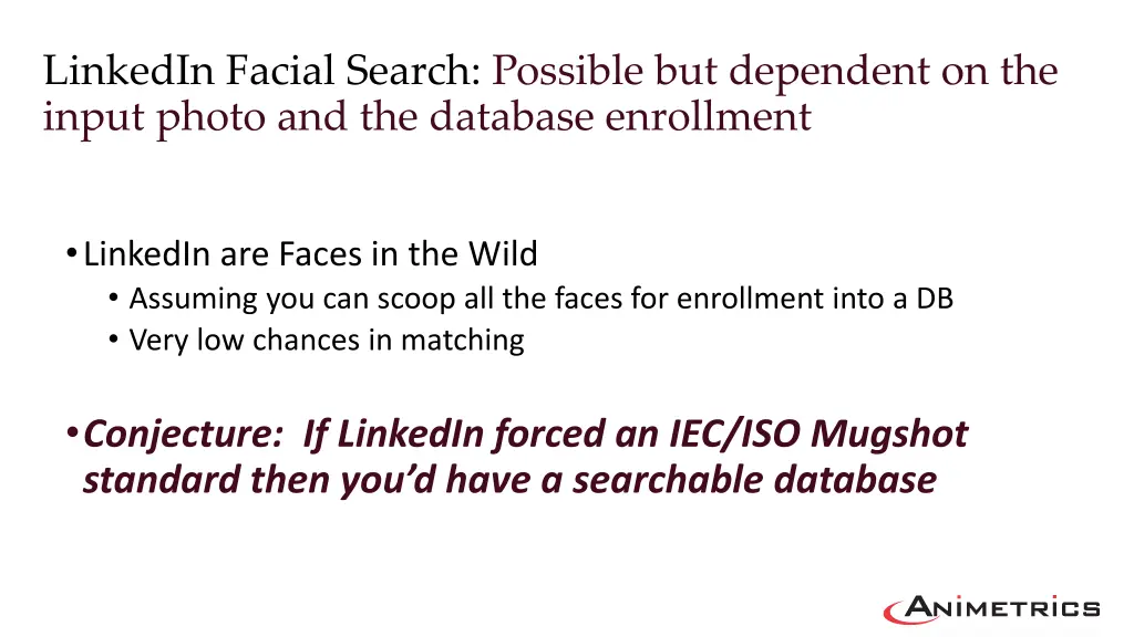 linkedin facial search possible but dependent