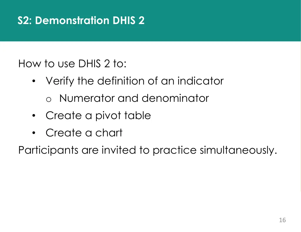 s2 demonstration dhis 2