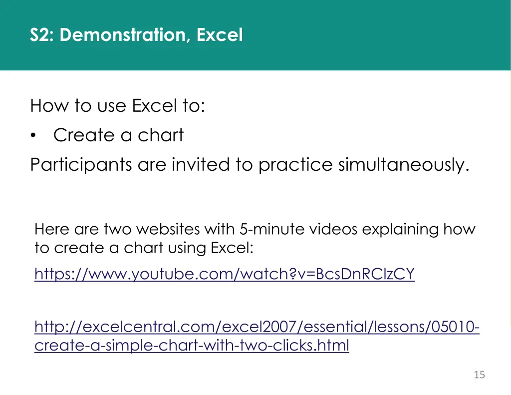 s2 demonstration excel