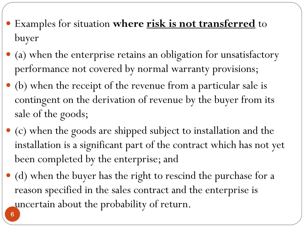 examples for situation where risk